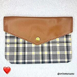 Free with $15 Purchase Ipsy Cosmetic Bag Sep 2021 Brown Pleather Plaid New